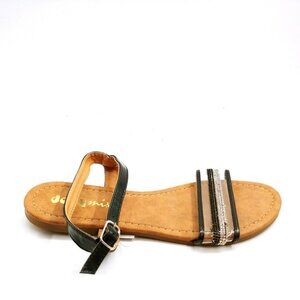 Jolly Mix Womans Erar Ankle Strap Sandal Black Open Toe and Heel Sz 10 M NEW‎